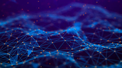 Abstract technology background. Network connection. Artificial intelligence. Science background. Big data digital background. 4k rendering.