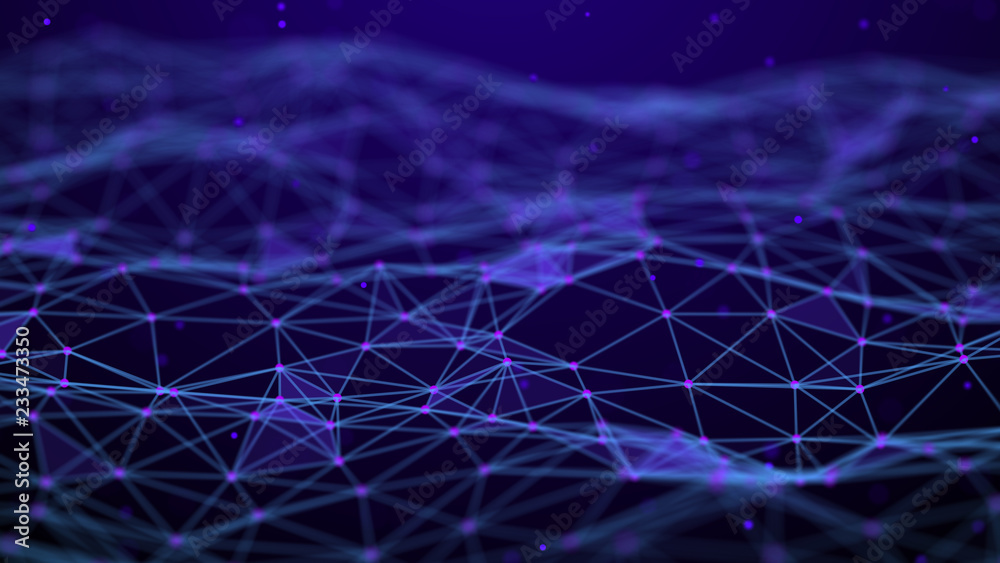 Poster Abstract technology background. Network connection. Artificial intelligence. Science background. Big data digital background. 4k rendering.