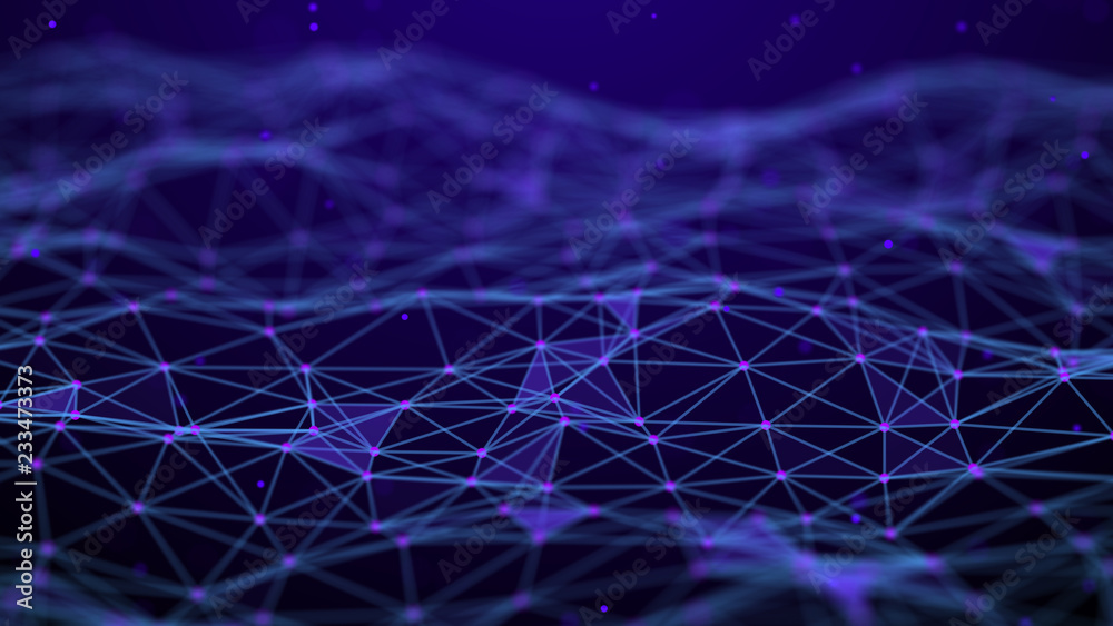 Poster Abstract technology background. Network connection. Artificial intelligence. Science background. Big data digital background. 4k rendering.