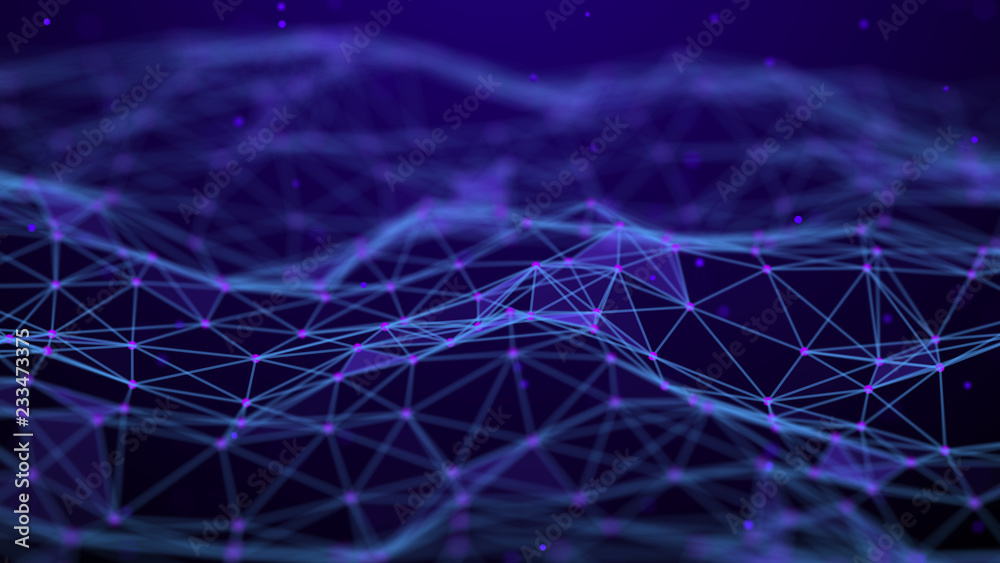 Poster Abstract technology background. Network connection. Artificial intelligence. Science background. Big data digital background. 4k rendering.