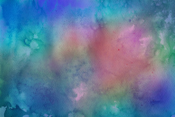 Colorful watercolor paper textures on white background. Chaotic abstract organic design. 
