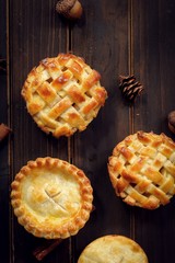 Homemade Mini Apple Pies or Tarts overhead view