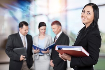 Fototapeta premium Portrait of Business people at meeting on background