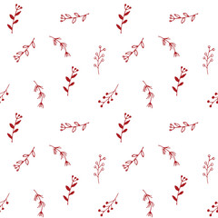 Obraz premium Branches hand drawn doodles Seamless Pattern, Christmas wreath decoration background. Vector illustration