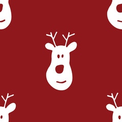 New Year and Christmas seamless pattern, hand drawn reindeer doodles Seamless Pattern. Background Vector Illustration
