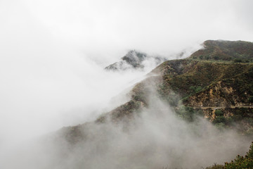 thick fog in the mountains