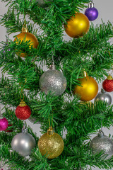 Christmas balls on a tree, close-up