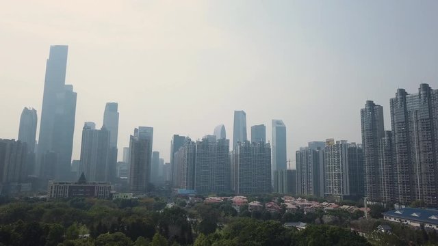 China, view of  Guangzhou CBD area with office buildings on a sunny day in the afternoon
