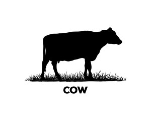 Silhouette Vector Black Cow Sign Symbol Icon Animal Livestock Logo Template Design Inspiration