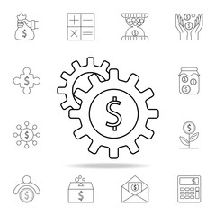 money in gear icon. Outline set of banking icons. Premium quality graphic design icon. One of the collection icons for websites, web design, mobile app