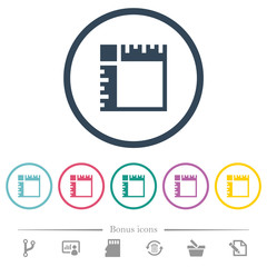 Canvas rulers flat color icons in round outlines