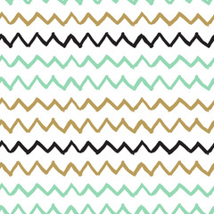 Vector seamless pattern. Abstract background with zigzag brush strokes.