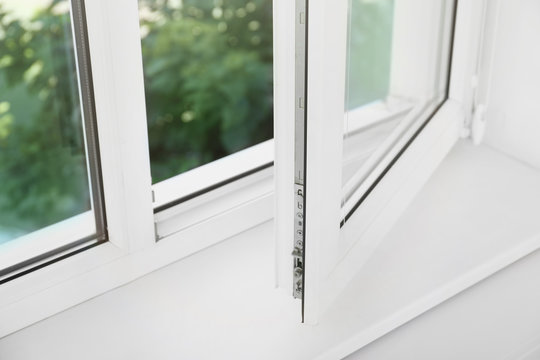 Fototapeta Modern window indoors, closeup view. Home interior