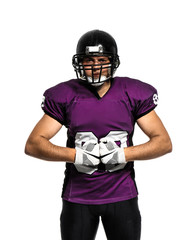 American football player wearing uniform on white background © New Africa