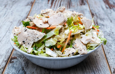 Salad surrounded by rustic background