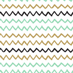 Vector seamless pattern. Abstract background with zigzag brush strokes.
