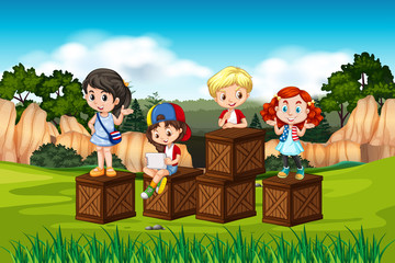 Boy and girl in nature