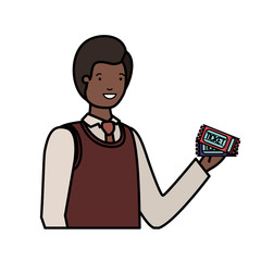 man with access ticket avatar character