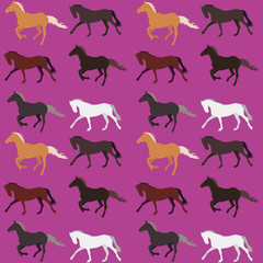 Seamless horse pattern on a purple background