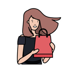 young woman with shopping bag avatar character