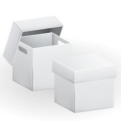 Empty cardboard box packaging container. Vector illustration isolated paper box