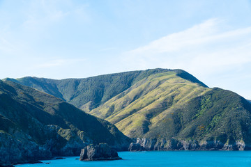 Obraz premium South Island coastline from ferry crossing