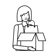 young woman with cardboard box avatar character