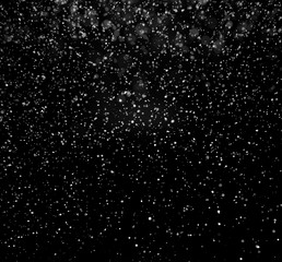 Falling Snow down On The Black Background