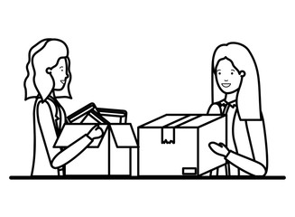 young women with cardboard box avatar character