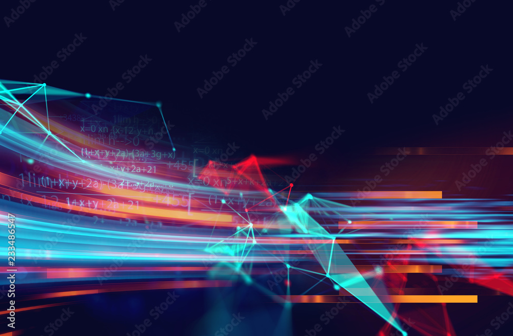 Aufkleber dots and lines connection on abstract technology background.