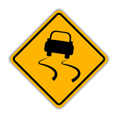 Traffic sign for slippery road