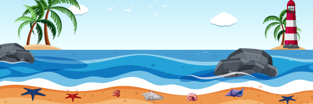 Summer sea landscape template