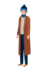 young man with winter clothes avatar character