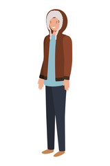 young man with winter clothes avatar character