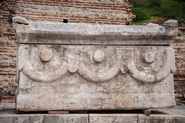 Ancient Greek tomb in Ephesus ancient city, Turkey.