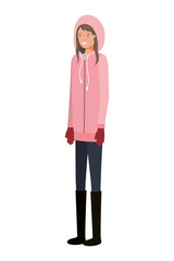 young woman with winter clothes avatar character