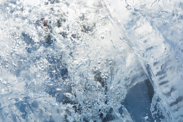 The texture of the ice. The frozen water.Winter background 