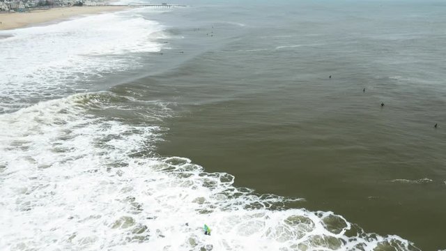 Waves shoaling at the shore of Belmar, New Jersey.