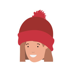 head of woman with winter hat avatar character