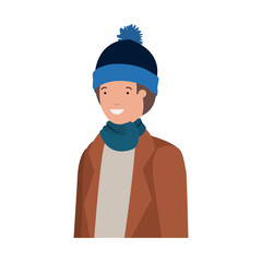 young man with winter clothes avatar character