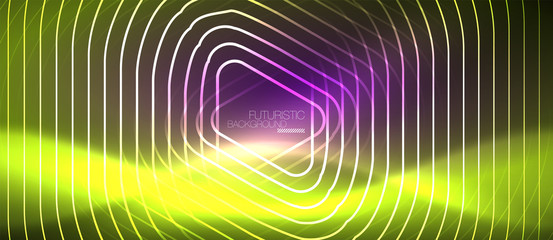 Color shiny neon lights background with abstract lines
