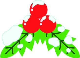 Cute Christmas English holly with snow