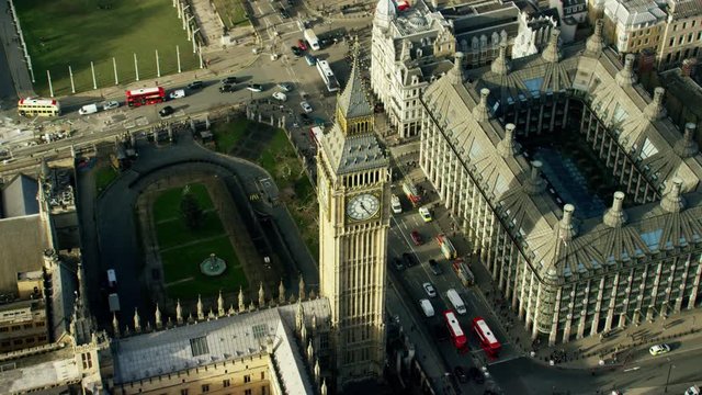 Aerial view of Big Ben and Houses of Parliament London UK