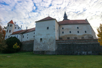Panoramic view of medieval castle of Telc, Czech republic