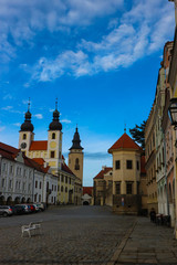 Fototapeta na wymiar Main square of old cozy european city Telc, Czech republic