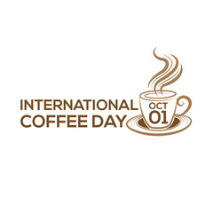 1 October International coffee day Logo. World Coffee day Logo Icon vector illustration on white background.