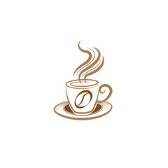 Simple Unique Coffee cup Logo design vector template. Vector Coffee shop logo illustration design template on white background.
