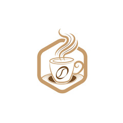 Simple Unique Coffee cup Logo design vector template. Vector Coffee shop logo illustration design template on white background.