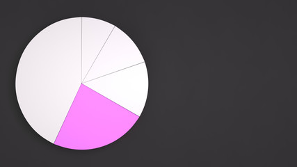 White pie chart with one purple sector
