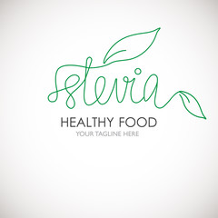 Stevia lineart word logo vector illustration.